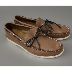 QUODDY Men’s Brown Leather Moccasins Boat Shoes US 10 Handcrafted NWOB NEW WOW